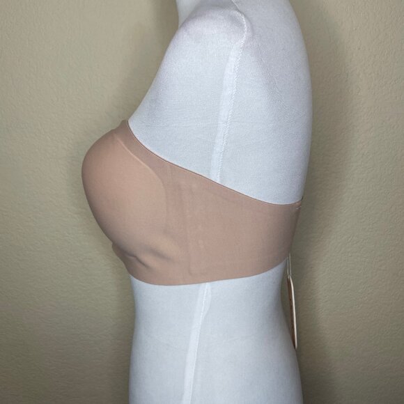NWT OEAK Strapless Bandeau Bra Large L Nude Wireless Non-Slip Push Up Seamless - Picture 3 of 11